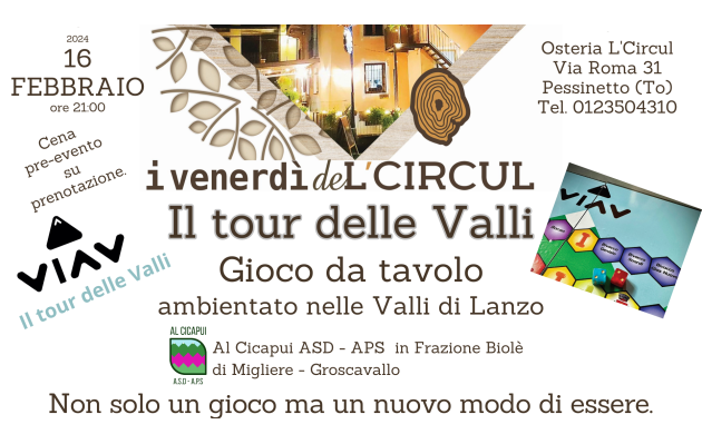 16 Febbraio 2024 - Il tour delle Valli - Gioco da tavola ambientato nelle Valli di Lanzo