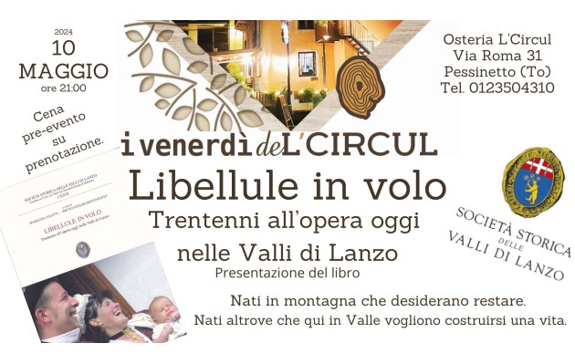 10 maggio 2024 - Società Storica delle Valli di Lanzo - Libellule in volo - presentazione del libro