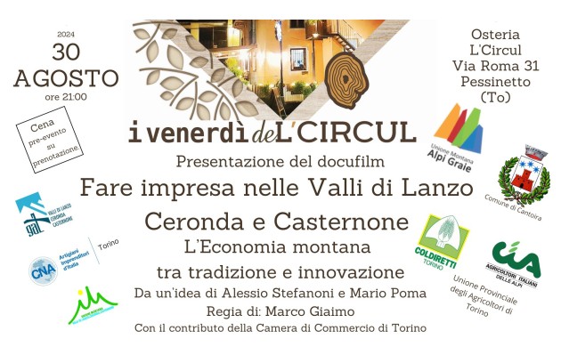30 Agosto 2024 - Fare impresa nelle Valli di Lanzo - Proiezione docufilm