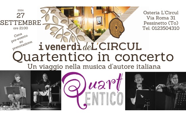 27 Settembre - Quartentico in concerto - Un viaggio nella musica italiana