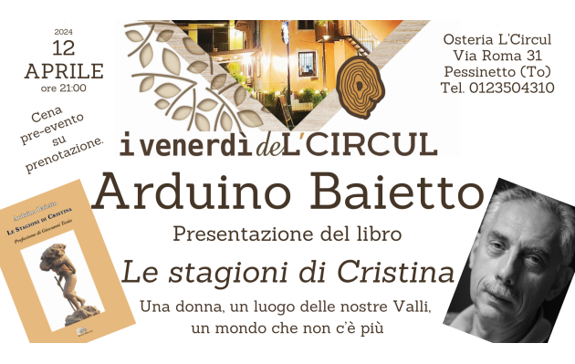 12 Aprile 2024 - Arduino Baietto - Le stagioni di Cristina - presentazione del libro