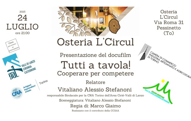 24 luglio 2025 - proiezione docufilm Tutti a Tavola! Cooperare per competere